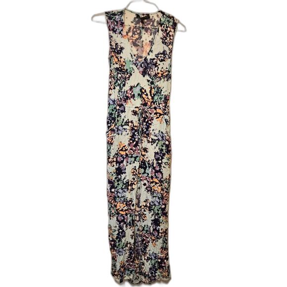 BCBGMaxAzria Light Blue Taren Chiffon Fairy Floral Cutout Maxi Dress, Size XS - Picture 4 of 8